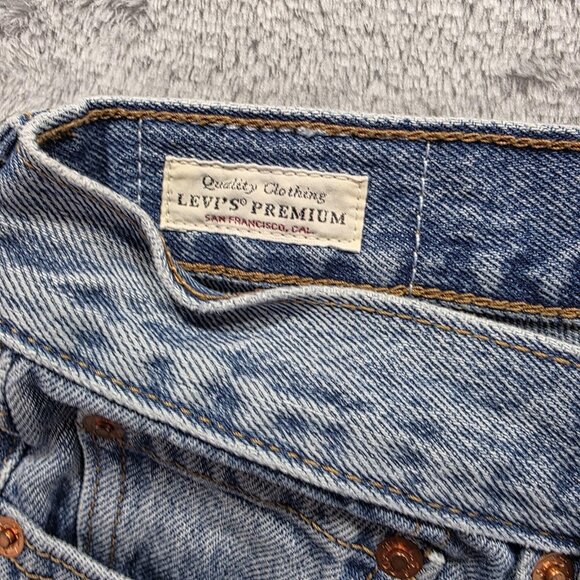 Levi's Wedgie Straight Jeans Womens 29 Blue High Rise Button Fly Raw Hem Cropped - Picture 8 of 15